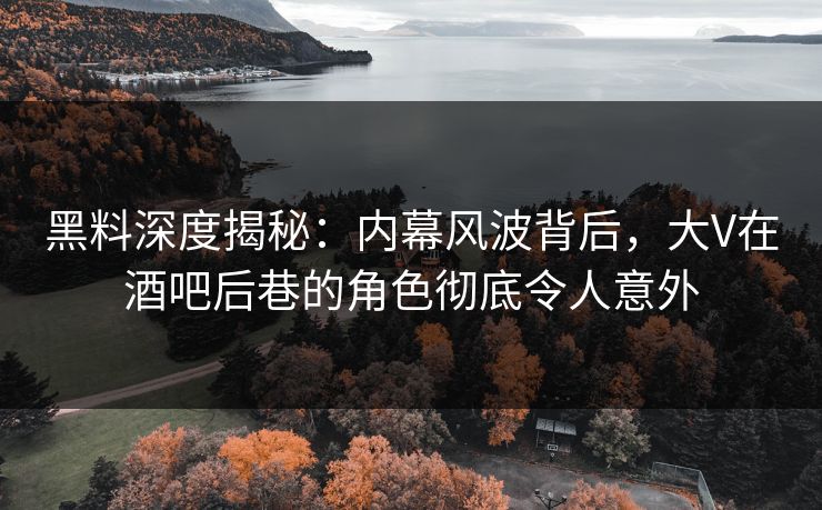 黑料深度揭秘：内幕风波背后，大V在酒吧后巷的角色彻底令人意外