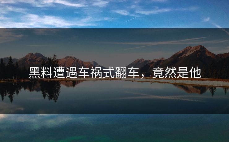 黑料遭遇车祸式翻车，竟然是他