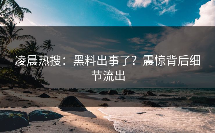 凌晨热搜：黑料出事了？震惊背后细节流出
