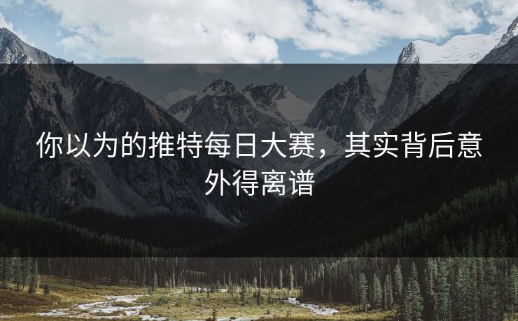 你以为的推特每日大赛，其实背后意外得离谱