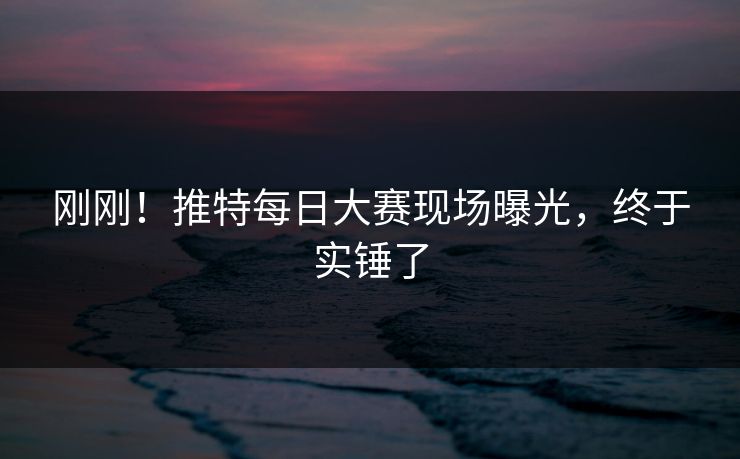 刚刚！推特每日大赛现场曝光，终于实锤了