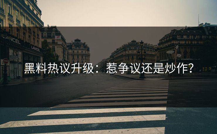 黑料热议升级：惹争议还是炒作？