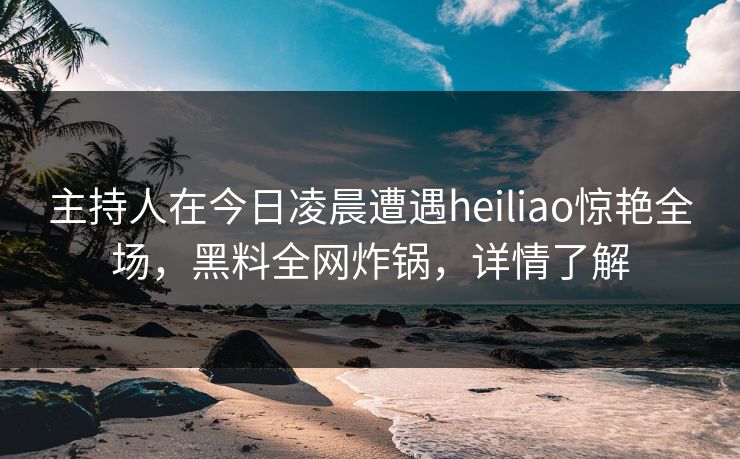 主持人在今日凌晨遭遇heiliao惊艳全场，黑料全网炸锅，详情了解