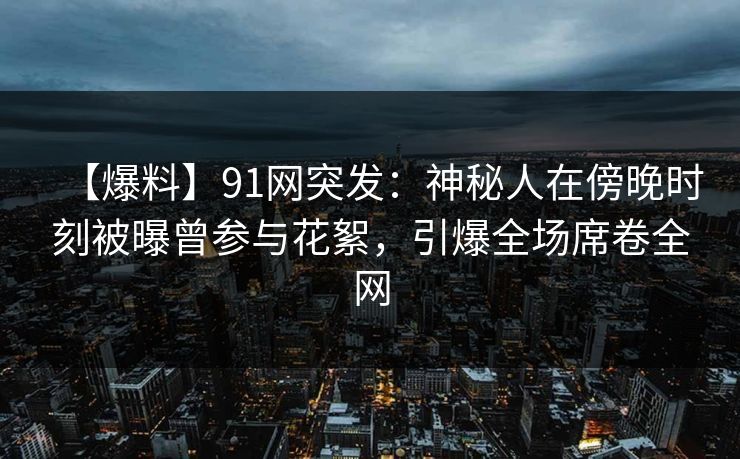 【爆料】91网突发：神秘人在傍晚时刻被曝曾参与花絮，引爆全场席卷全网