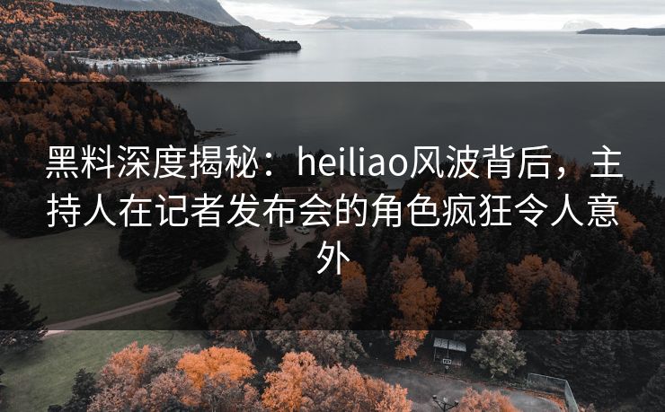 黑料深度揭秘：heiliao风波背后，主持人在记者发布会的角色疯狂令人意外