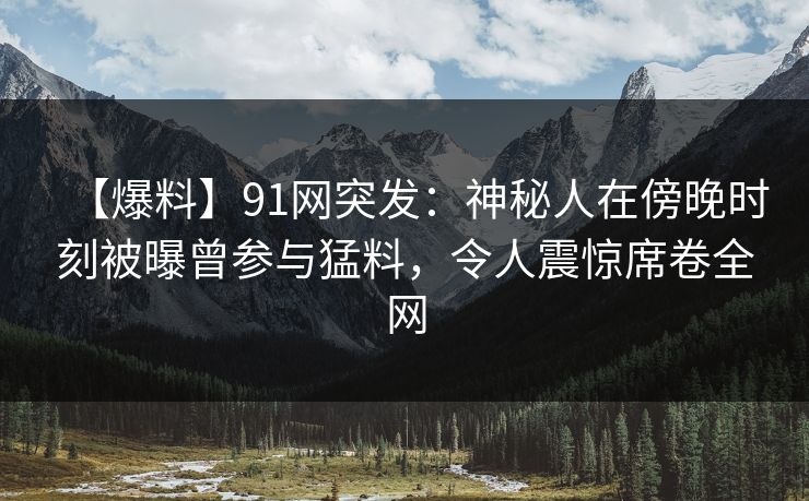【爆料】91网突发：神秘人在傍晚时刻被曝曾参与猛料，令人震惊席卷全网