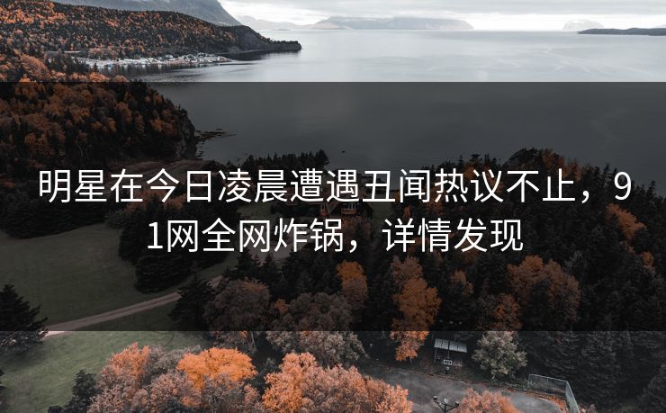 明星在今日凌晨遭遇丑闻热议不止，91网全网炸锅，详情发现