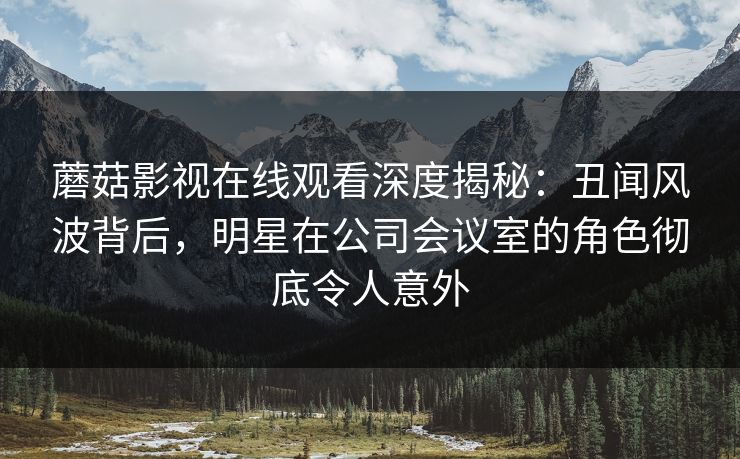 蘑菇影视在线观看深度揭秘：丑闻风波背后，明星在公司会议室的角色彻底令人意外